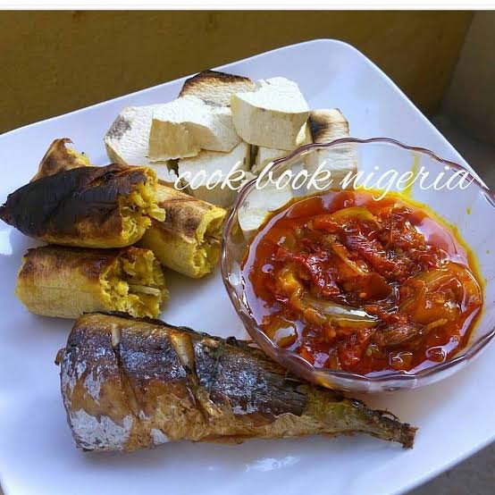 Roasted yam & fish